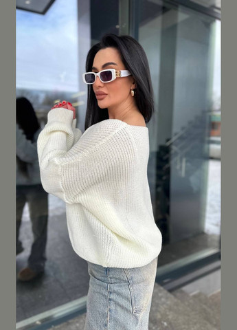 Молочний жіночий вовняний светр великих розмірів молочний You Best