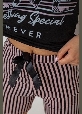 Чорна всесезон піжама жіноча з принтом, колір чорний, 243r0143 Ager