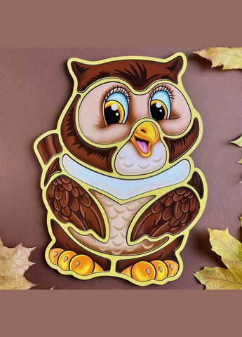 Дерев'яний пазл-вкладиш "Сова" (ПСД087) PSD087 пазл-контур Ubumblebees (364892695)