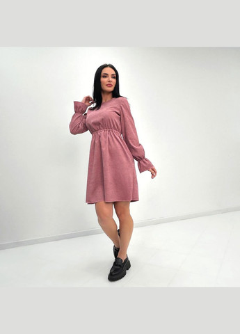 Пудровое вельветовое платье с завышенной талией Fashion Girl