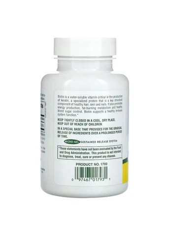 Вітаміни та мінерали Biotin 10000 mcg, 90 таблеток Natures Plus (322292082)