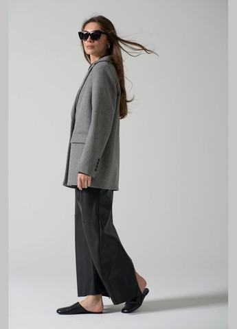 Серое демисезонное Полупальто оверсайз с шерстью и кашемиром (563) Bellise