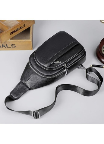 Чоловічий шкіряний слінг на одне плече 18х32х7, сумка крос боді A25F-3204-1A чорна Tiding Bag (370159505)