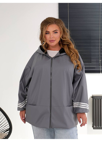 Сіра демісезонна куртка-вітровка жіноча оверсайз Style Point