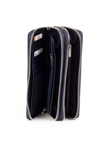Вместительный женский кожаный кошелек клатч 209515-19 синий на две молнии Eminsa (266266688)