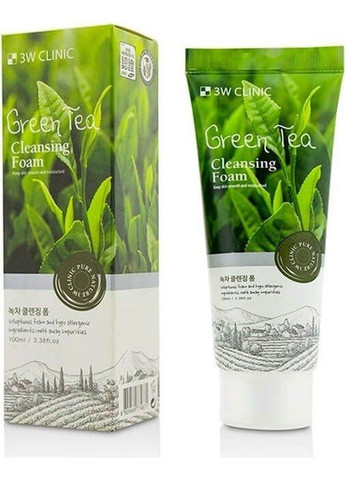 3W Clinic Пенка для умывания с экстрактом зеленого чая, Green Tea Cleansing Foam - 100 мл — Крем, Южная Корея (297244082)
