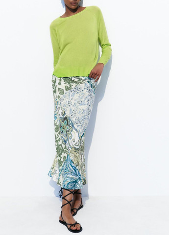 Разноцветная повседневный с абстрактным узором юбка Zara