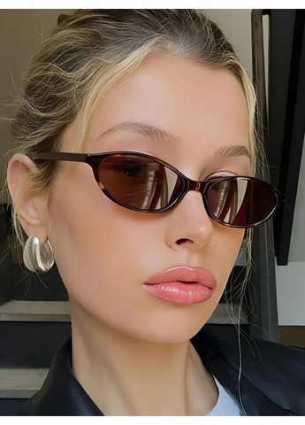 Очки солнцезащитные овальные Glass леопардовые коричневые с коричневыми линзами No Brand (354820356)