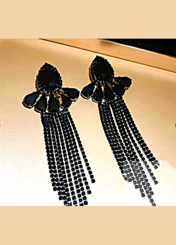 Серьги вечерняя бижутерия Черные стразы No Brand (336546049)