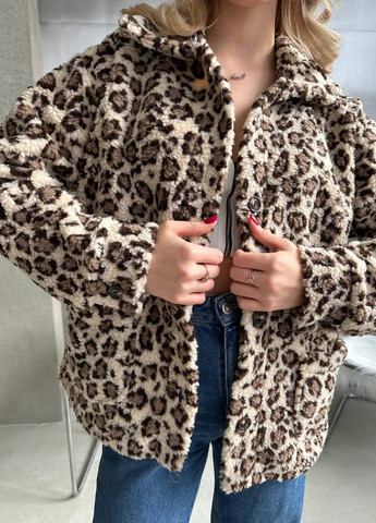 Тепла хутряна куртка-сорочка Тедді леопард Modena (278052670)