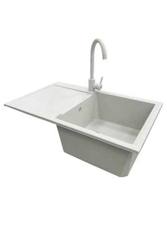 Набір кухонний Horizon, штучний камінь, прямокут., з крилом, 780х495х230мм, чаша - 1, врізна, Old stone + змішувач та дозатор Adamant (371632881)