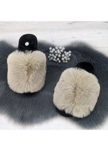 Бежевые тапочки женские меховые Lion