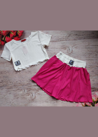 Рожевий літній стильний літній дитячий костюм на дівчинку No Brand