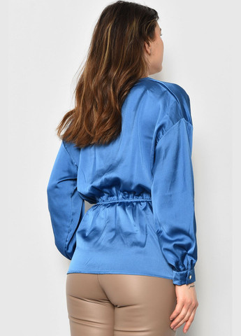 Голубая демисезонная блуза женская голубого цвета с баской Let's Shop