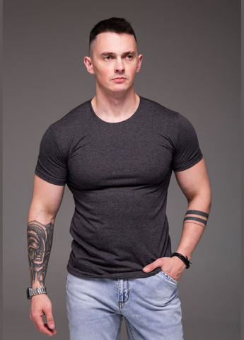 Темно-серая базовая футболка хлопок с коротким рукавом Vakko