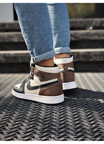 Черные зимние кроссовки мужские nike air jordan 1 high dark mocha найк аид джордан No Brand