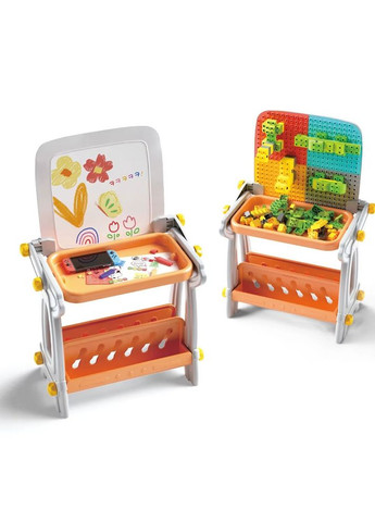 Детский стол-трансформер 4в1 магнитная доска для рисования с нишей под конструктор из блоков B8020 Multicolored No Brand (363115051)