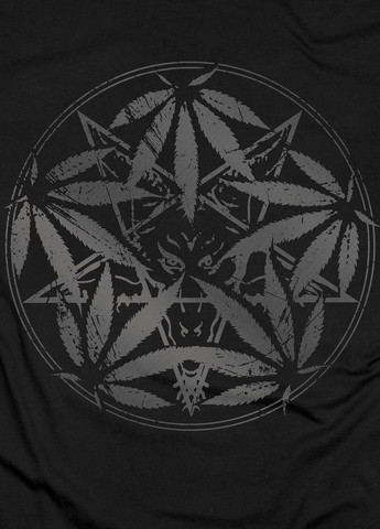 Чорна футболка. Унікальний принт. Пентаграма, Бафомет (Сатана), канабіс від Art Forest (292732479)