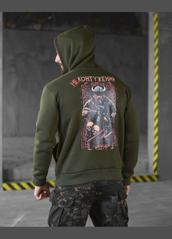 Чоловічий худі на флісі з принтом Не контужений хакі No Brand (315865046)