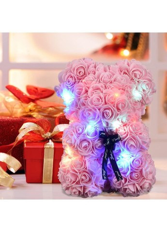 Подарочный 3D-мишка Teddy Flower из декоративных роз с яркой подсветкой 25 см (2104618745) No Brand (367056675)