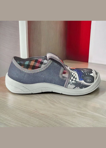 Серые ортопедические тапочки на липучке для мальчика сменная обувь в садик сменка валди Waldi