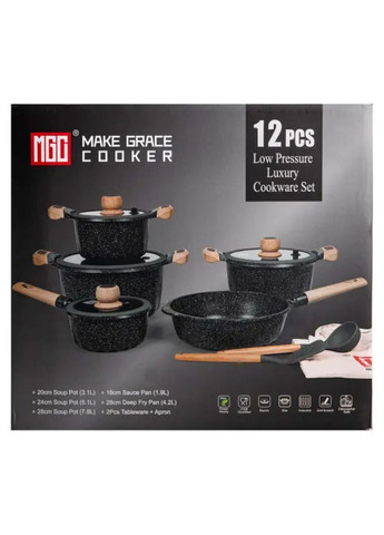 Набір посуду, комплект з 4 каструль і сковорідок,, чорний HP-4-404B (A-033018) MGC (342759141)