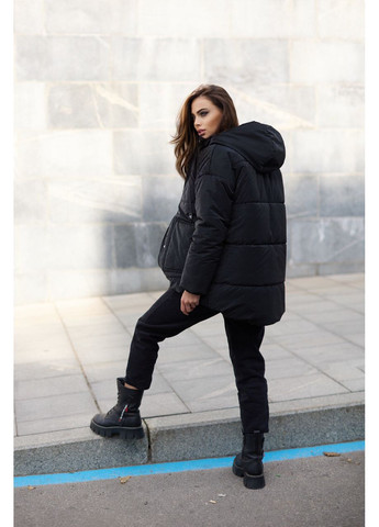 Чорна зимова куртка принт соти Seventeen (361270006}