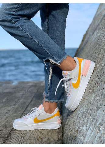 КРОСІВКИ ЖІНОЧІ NIKE AIR FORCE 1 SHADOW WHITE GREY ORANGE НАЙК АІР ФОРС 1 ПРЕМІУМ No Brand сірі демісезони (367176797)
