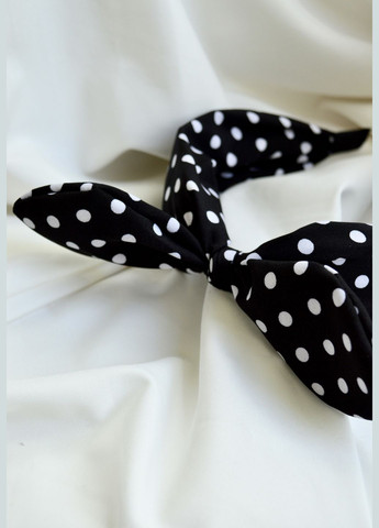Обруч для волосся з бантом солоха обідок жіночий в білий горошок широкий Hand Made (346085337)