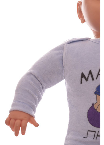 Боді з довгим рукавом для хлопчика велюр блакитний матуся MiniPapi 80 см (26682) BABYKROHA (297199354)