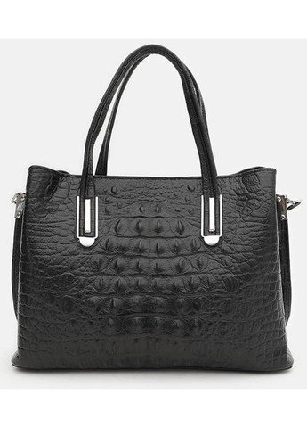 Сумка тоут через плечо для телефона и для документов женская из натуральной кожи средняя Черный 37239 Ricco Grande (353690136)