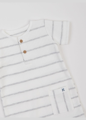 Пісочник дитячий молочний у сіру смужку з ґудзиками KRAKO (318093359)