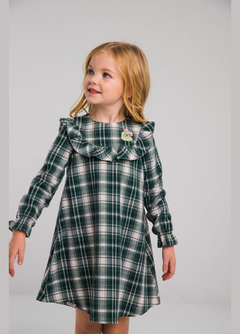 Зелёное платье хезер детское клетчатое с рюшами Suzie (351501911)