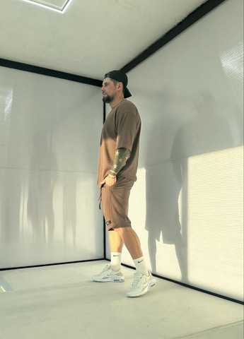 Темно-коричневый летний костюм мужской - двойка, шорты + футболка с шортами JUGO NN_brand № 2059