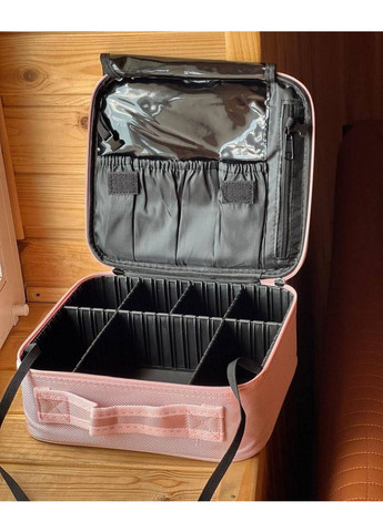 Органайзер бьюти кейс с зеркалом 26х23х10 см чемоданчик-сумка для хранения косметики и принадлежностей Розовый More Beauty box Pink (302664055)