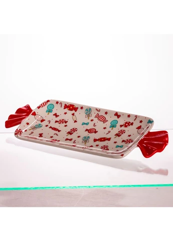 Блюдо сервировочное Merry Christmas 35×12.5 (см) прямоугольное с ручками из фарфора CR-1-29 (A-040929) Yiwu (381495132)