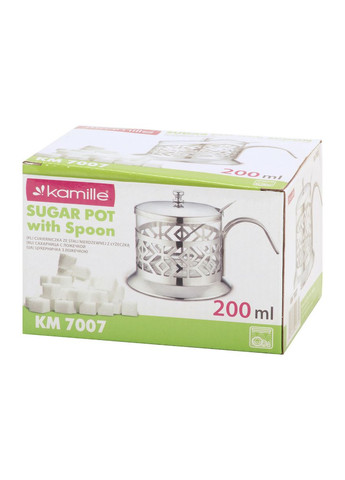 Сахарница 200мл из стекла и нержавеющей стали KM-7007 Kamille (371898287)