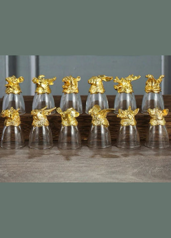 Набор из 12 рюмок 15 мл, инкрустированных китайскими знаками зодиака No Brand (323201901)