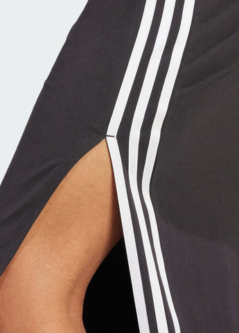 Черное спортивное платье 3-stripes maxi adidas с логотипом