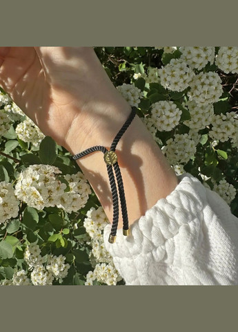 Браслет шнур на затяжці "Око" чорний, фур-ра гіп-ний сплав колір золото d-9х3мм+- обхват до 20см No Brand Браслет на затяжці (302254730)