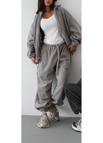 Женский флисовый костюм: кофта оверсайз и широкие брюки. MonCher (369000821)