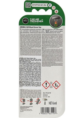 Ароматизатор для авто "Green Tea" Wood 6ml (2-946950) Aroma Car (369790827)