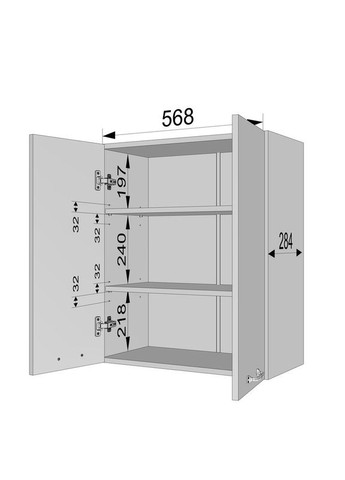 Шкаф навесной для кухни 600 мм, шкафчик в ванную, верхний модуль для кухни N-014 No Brand (371909352)
