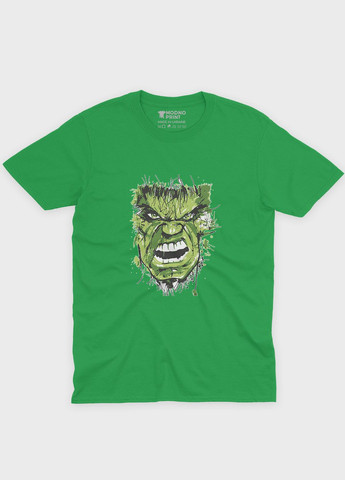 Зелена демісезонна футболка для хлопчика з принтом супергероя - халк (ts001-1-keg-006-018-012-b) Modno