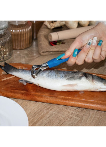 Рибочистка ніж для чищення риби з пластиковою ручкою 15 см Kitchette (278079509)