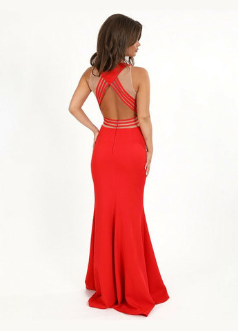 Комбинированное платье женское вечернее красное mkeng3058-1 Modna KAZKA