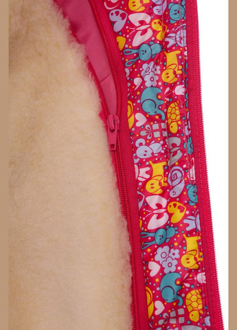 Рожевий зимній комбінезон на синтепоні для дівчинки з принтом тварин нуль підстібка білий з чорним хутро малинове 86 см (51509) BABYKROHA