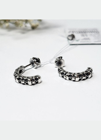 Срібні сережки гвоздики на закрутках Черепа без каменів срібло 925 проби Чорнене 54033ч 3.50г No Brand (306742745)