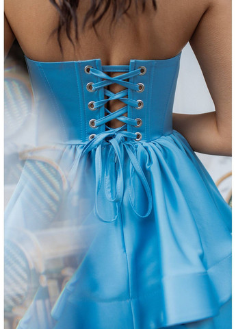 Голубое праздничный мини-платье с корсетным верхом и пышной юбкой с пышной юбкой MonCher