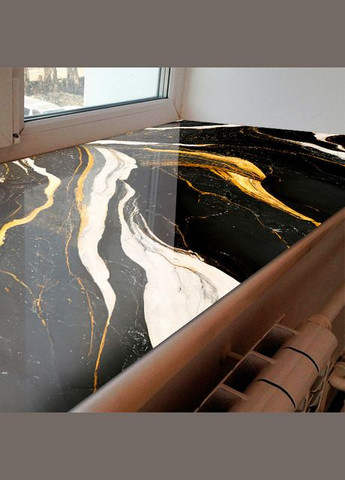 Покрытие для подоконника, мягкое стекло с фотопечатью под мрамор с золотом 35х100 см Декоинт (278289026)